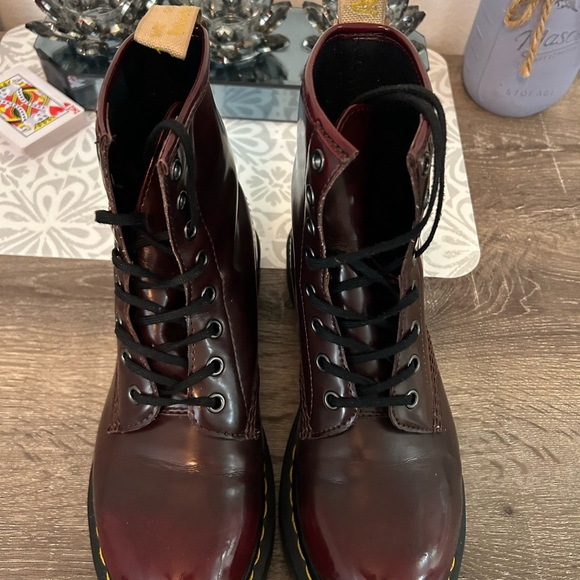 Dr. Martens Burgundy Vegan Leather Boots - Picture 2 of 5